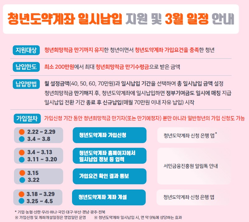 청년도약계좌 일시납조건,가입절차,납입방법