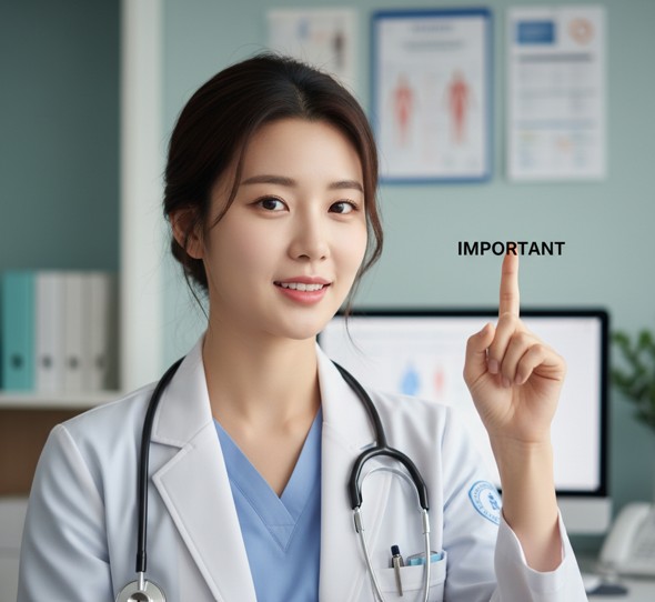 루테인 흡연자 부작용으로 폐암 발병을 언급하는 여자 의사