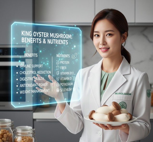 새송이버섯 효능을 설명하고 있는 영양사