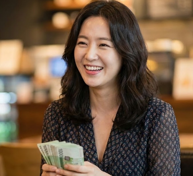 대출 받고 즐거워하는 여성