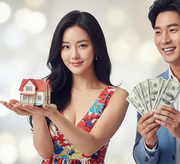 주택담보대출 받은 부부의 웃는 모습