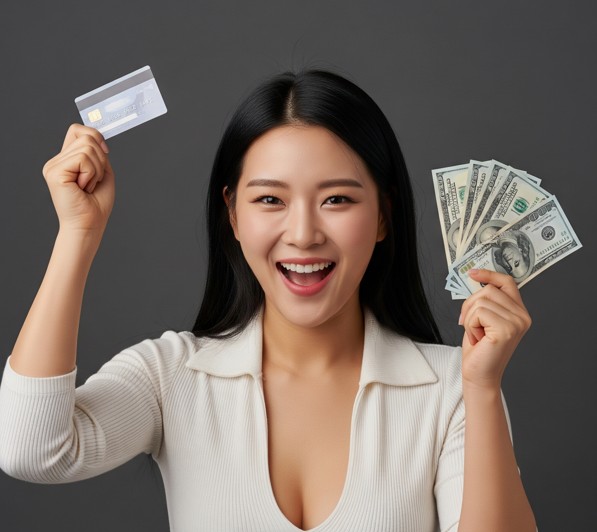 햇살론 금리 낮추고 기뻐하는 여성