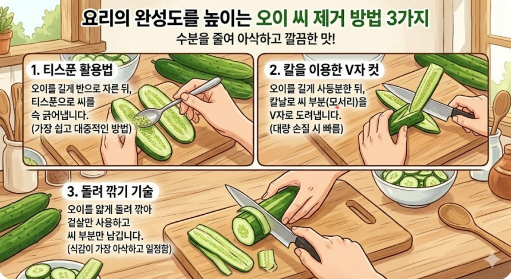 오이 씨 제거하는 방법 3가지 설명