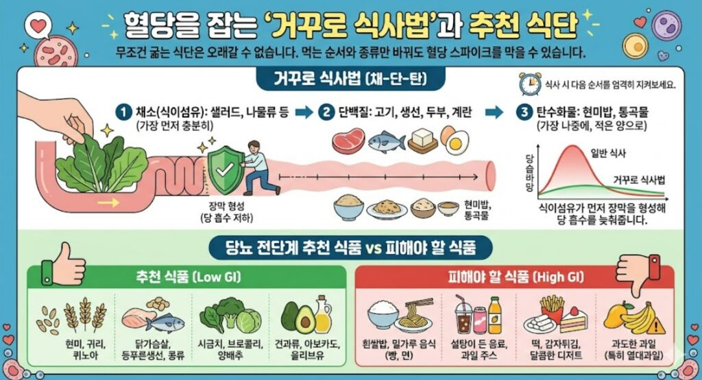 혈당을 잡는 '거꾸로 식사법'과 추천 식단