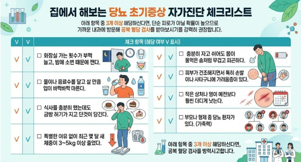 집에서 해보는 당뇨 초기증상 자가진단 체크리스트